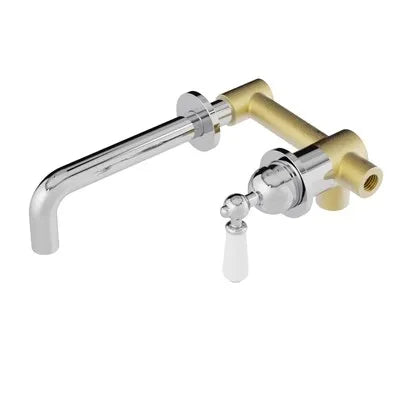 Victorian gold - chrome with porcelain single lever wall mounted bathroom faucet