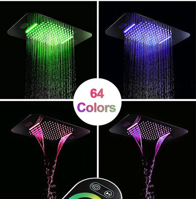 Gold polish Led spa shower system X 4 jets 23"x15" rain head