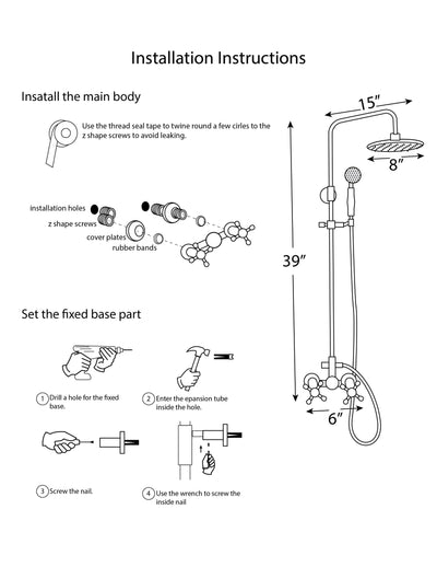 Rose Gold Polished Exposed 10 Inch Rain Head tub and shower kit