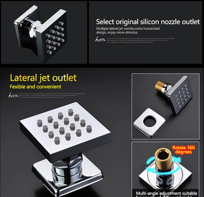 Chrome LED Spa Rain Head 3 Way Function Thermostatic Shower Kit 15"x23"-CSA