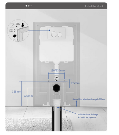 Combo set- Wall hung toilet Dual Flush, Cistern Tank Carrier , Bowl and Actuator Plate Completed Set