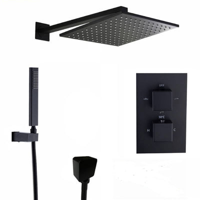 Black Matte - Square 2 Way Thermostatic Shower Kit - CSA