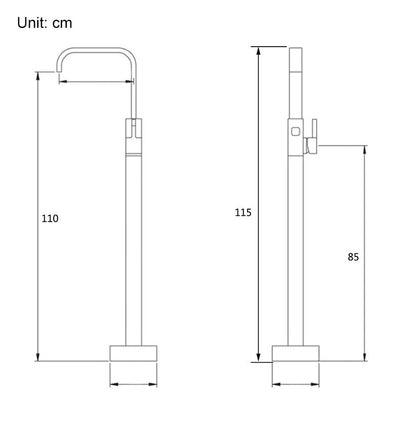 Matte Black Modern Design Freestanding Bathroom Faucet For Basin