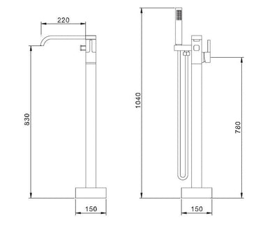 Brushed gold freestanding bathtub filler