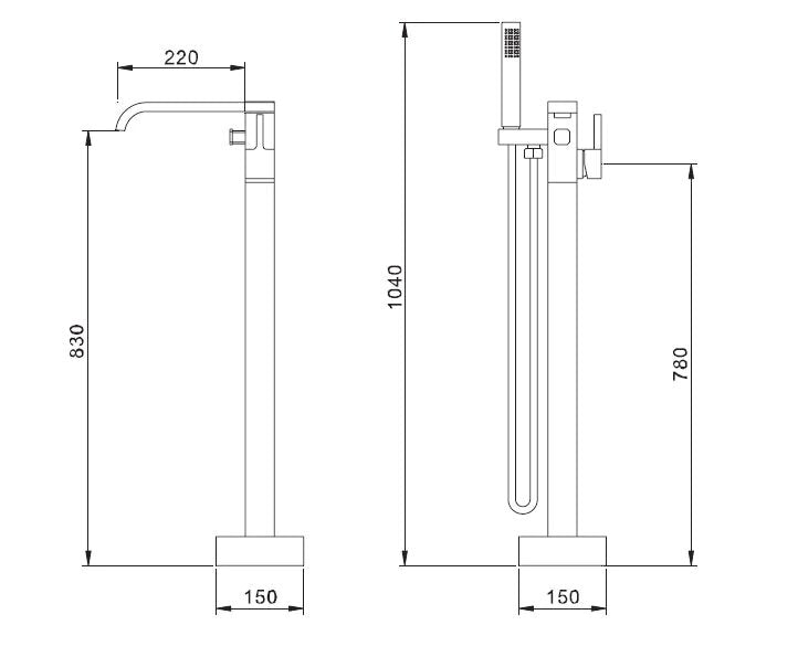 Brushed gold freestanding bathtub filler