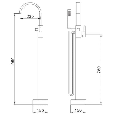 Brushed gold freestanding bathtub filler