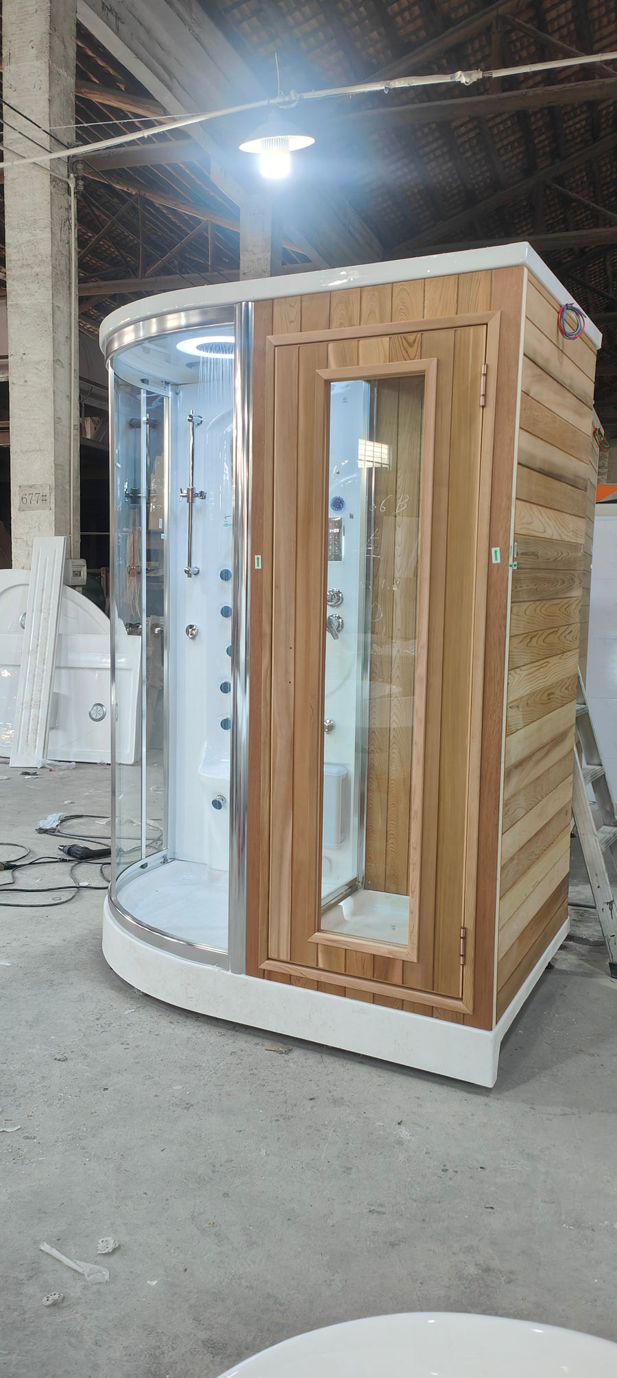 Stock ready to ship-Canadian Red Cedar Wood -Multi Function Cabin Stea –  charleskitchenandbathroom, image size:900x2010