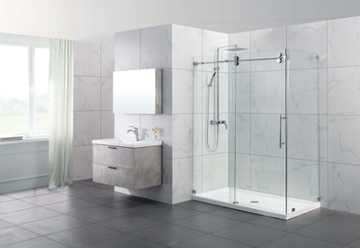 Frameless Slide Shower Door with side panel 60 " X 76" X 36 Inch Side Panel