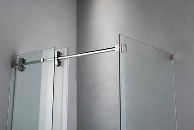 Frameless Slide Shower Door with side panel 60 " X 76" X 36 Inch Side Panel