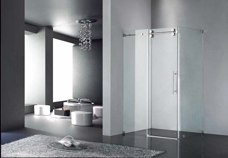 Frameless Slide Shower Door with side panel 60 " X 76" X 36 Inch Side Panel