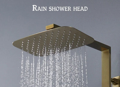 Brushed Gold Shower Set Rainfall  Faucet Bathroom Wall Gold Brush Shower Mixer Hot and Cold Bath Shower Mixer Tap