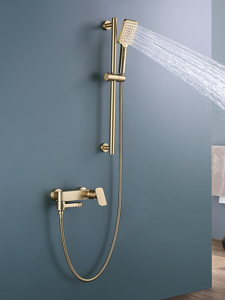 Exposed slide bar shower set