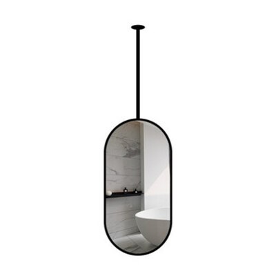 Chrome -Oval ceiling mount pendant bathroom mirror NO LED (Copy)