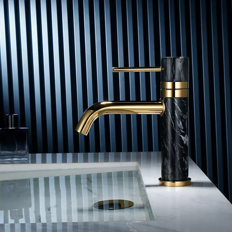 Karma -Single Hole Bathroom Faucet with Natural stone marble