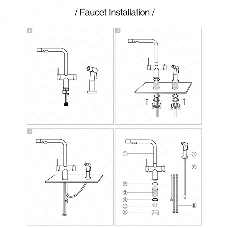 Nordic Design 3 way Kitchen and reverse osmosis with side pull out spray gun