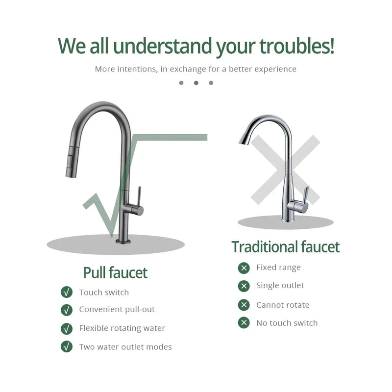 SEIKO- Tall pull out dual spray kitchen faucet