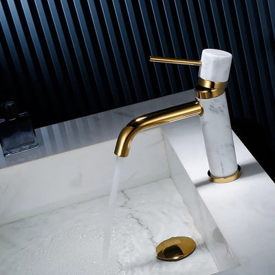 Karma -Single Hole Bathroom Faucet with Natural stone marble