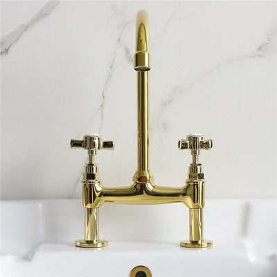 Victorian Gold polish brass 4" inch deck mount bar faucet