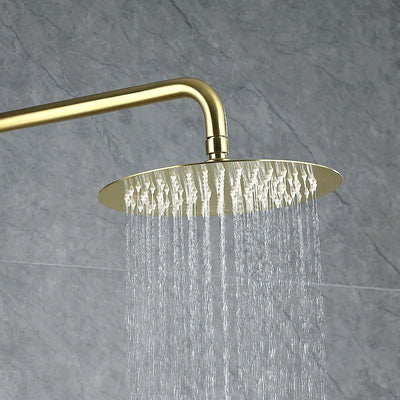 Brush Gold Bath Shower Set Bathroom Hot Cold Thermostatic Mixer Shower System Bathtub Wall Mount SPA Rainfall Modern Faucets Tap