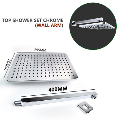 Chrome-CUPC-Modern rectangular 12x12"  rain head with  2 way function diverter completed shower kit