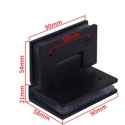 Black matte shower glass door clips and hinges hardware for 10mm to 12mm