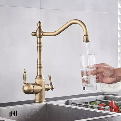 Gold polished Brass Victorian 2 Way Function Reverse Osmosis and Kitchen Faucet