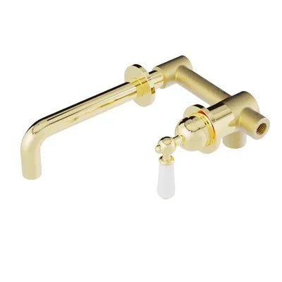 Victorian gold - chrome with porcelain single lever wall mounted bathroom faucet