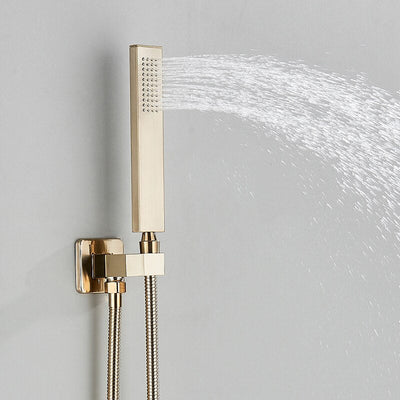 Lisbon-Brushed Gold CSA Square Thermostatic  3-way function shower kit