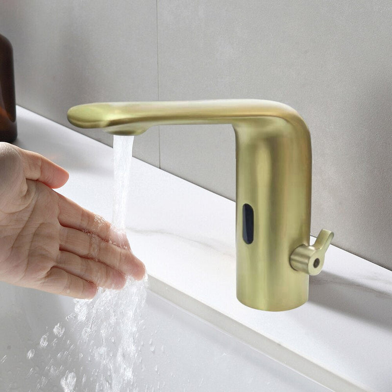 Brushed gold- Commercial and Residence Single hole motion sensor bathroom faucet