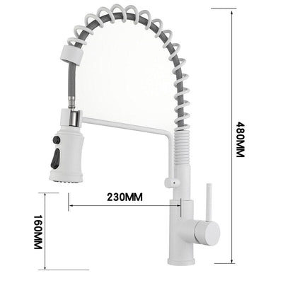 White Touchless Sensor Chef Pullout Dual Sprayer Kitchen Faucet