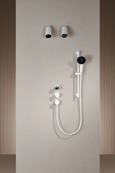 Porsha-Wall-mounted Shower System with Embedded Hot Melt Gun, Grey and White Shower Set