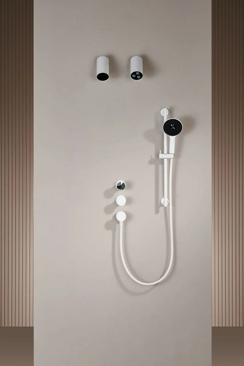 Porsha-Wall-mounted Shower System with Embedded Hot Melt Gun, Grey and White Shower Set