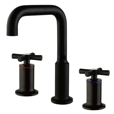 Diavolo- Brushed gold- Matte Black 8" inch Cross Handle widespread bathroom faucet