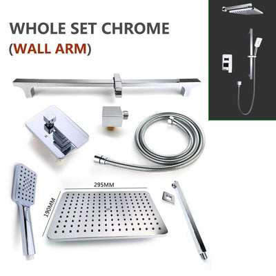 Chrome-CUPC-Modern rectangular 12x12"  rain head with  2 way function diverter completed shower kit