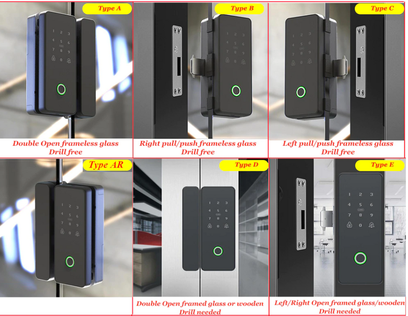 Intelligent Bluetooth Biometric Fingerprint Glass Door Lock