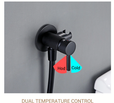 Black Bidet Toilet Handheld Bidet Spray Brass Hot & Cold Bidet Faucet  Shattaf Shower Sprayer Hold Hose completed KIT