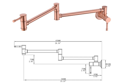 Copper wallmounted pot filler faucet