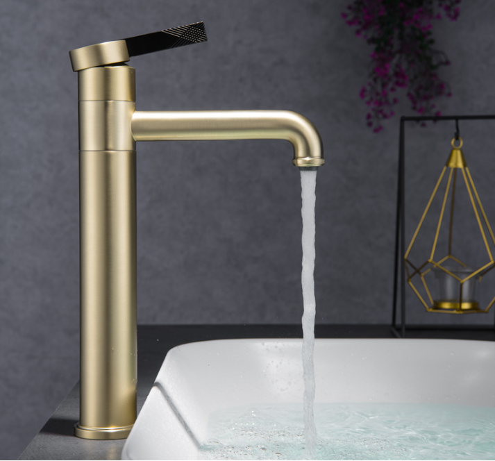 Brushed Gold with Black Tall and short bathroom faucets