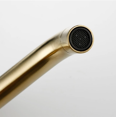 Brushed Gold round single hole bathroom faucet