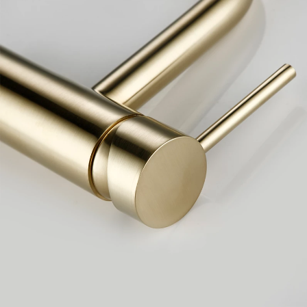 Brushed Gold round single hole bathroom faucet