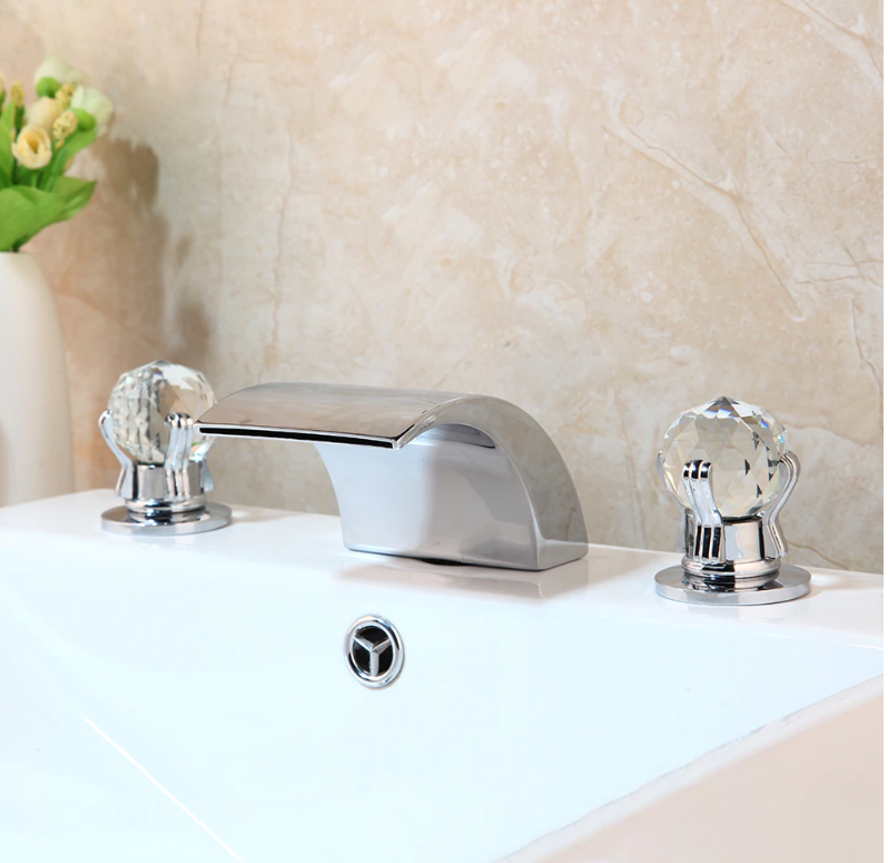 Chrome Waterfall Bathtub Filler Faucet Set