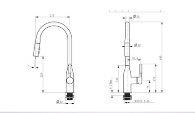 Chrome with black lever handle kitchen faucet with dual pull out sprayer  K276