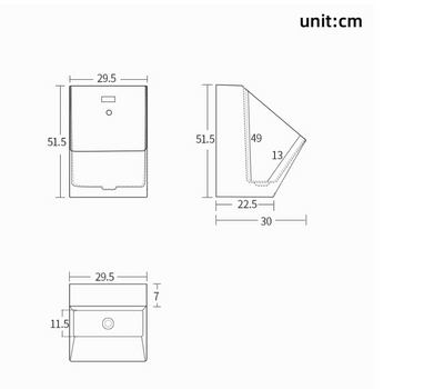 Custom-Colors Commercial Motion Sensor Stainless Steel Touchless Urinal- 18 gauge