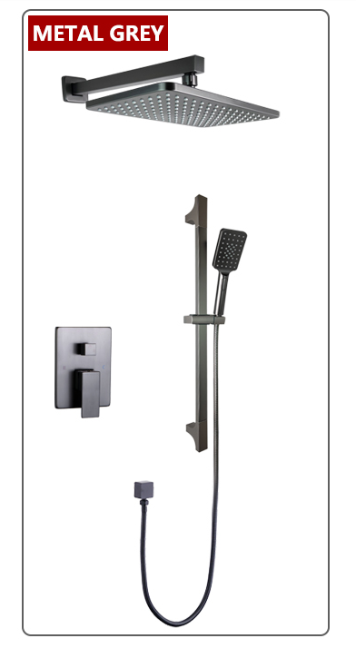 Chrome-CUPC-Modern rectangular 12x12"  rain head with  2 way function diverter completed shower kit