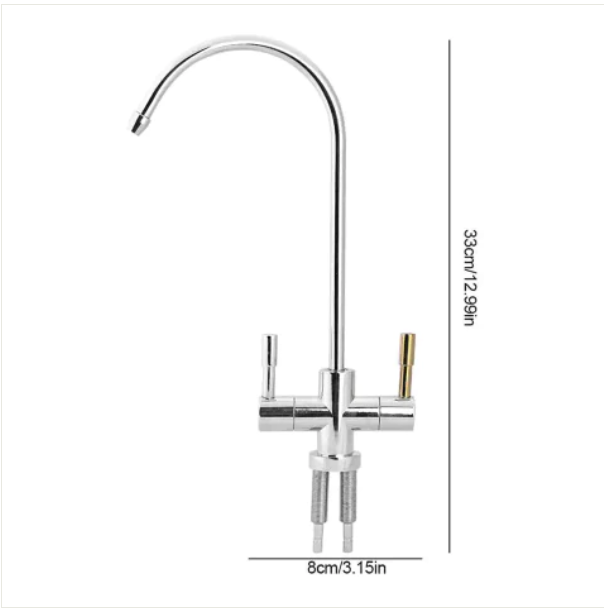 Chrome hot and cold reverse osmosis and hot water faucet
