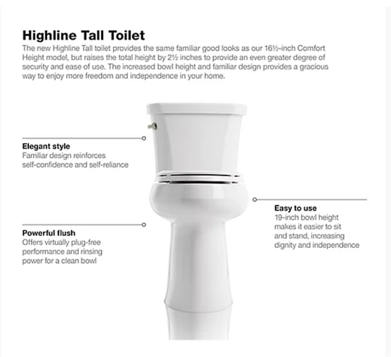 Kohler -Highline™ -Tall two-piece elongated toilet, 1.28 gpf