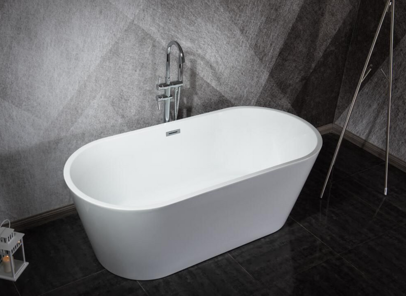FREESTANDING ACRYLIC ONE PIECE WHITE OVAL TUB 59 INCHES