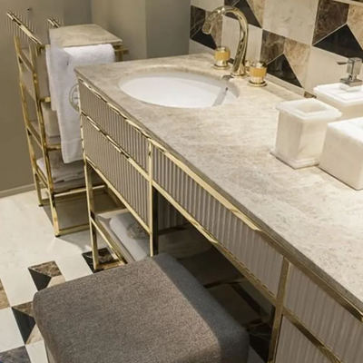 Paris-1926 Grey matte bathroom vanity set with teak wood interior