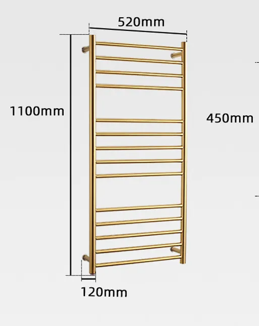 Rose Gold Polished Electric Hardwired CSA Towel Warmer Rack 110 volt 43""x24"