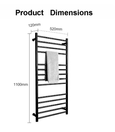 Black matte Electric Hardwired Towel Warmer CSA size 24"x43"